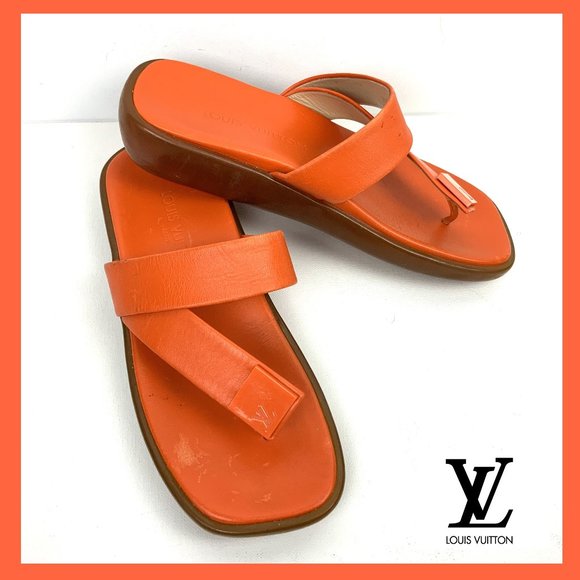 Louis Vuitton Shoes - Louis Vuitton Leather Rubber Jelly Sole Sandals 38